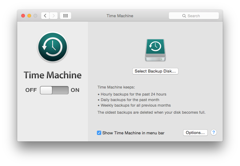 Time Machine - Settings